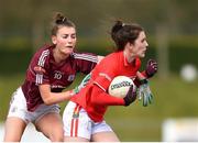 1 April 2018; Ciara O'Sullivan of Cork in action against Aine McDonagh of Galway during the Lidl Ladies Football National League Division 1 Round 7 match between Galway and Cork at Clonberne GAA Pitch in Ballinasloe, Co Galway. Photo by Eóin Noonan/Sportsfile