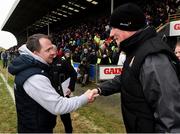 1 April 2018; Wexford manager Davy Fitzgerald and Kilkenny manager Brian Cody shake hands after the Allianz Hurling League Division 1 semi-final match between Wexford and Kilkenny at Innovate Wexford Park in Wexford. Photo by Matt Browne/Sportsfile