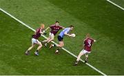 1 April 2018; Dean Rock of Dublin in action against Galway players, left to right, Declan Kyne, Eoghan Kerin, and Seán Andy Ó Ceallaigh during the Allianz Football League Division 1 Final match between Dublin and Galway at Croke Park in Dublin. Photo by Daire Brennan/Sportsfile