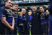 1 April 2018; Leinster players including Jack McGrath, Tadhg Furlong, Sean Cronin, with his children Cillian and Finn, Jonathan Sexton and James Lowe following the European Rugby Champions Cup quarter-final match between Leinster and Saracens at the Aviva Stadium in Dublin. Photo by Ramsey Cardy/Sportsfile