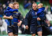 1 April 2018; Sean Cronin of Leinster, right, carries his son Finn and team-mate James Tracy carries his other son Cillian Cronin following the European Rugby Champions Cup quarter-final match between Leinster and Saracens at the Aviva Stadium in Dublin. Photo by David Fitzgerald/Sportsfile