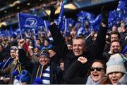 1 April 2018; Leinster supporters celebrate during the European Rugby Champions Cup quarter-final match between Leinster and Saracens at the Aviva Stadium in Dublin. Photo by Sam Barnes/Sportsfile