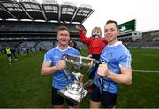 1 April 2018; Dean Rock of Dublin and his nephew Eli D'Arcy and Ciaran Kilkenny, left, celebrate following the Allianz Football League Division 1 Final match between Dublin and Galway at Croke Park in Dublin. Photo by Stephen McCarthy/Sportsfile