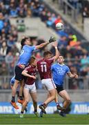 1 April 2018; Michael Darragh Macauley of Dublin, supported by team-mate Brian Fenton, behind, in action against Ciarán Duggan, left, and Paul Conroy of Galway during the Allianz Football League Division 1 Final match between Dublin and Galway at Croke Park in Dublin. Photo by Piaras Ó Mídheach/Sportsfile