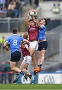 1 April 2018; Paul Conroy of Galway in action against Michael Darragh Macauley of Dublin during the Allianz Football League Division 1 Final match between Dublin and Galway at Croke Park in Dublin. Photo by Piaras Ó Mídheach/Sportsfile