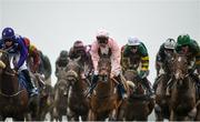 2 April 2018; Ah Littleluck, with Andrew Lynch up, centre, on their first time round with the pack during the Fairyhouse Steel Handicap Hurdle on Day 2 of the Fairyhouse Easter Festival at Fairyhouse Racecourse in Meath. Photo by David Fitzgerald/Sportsfile
