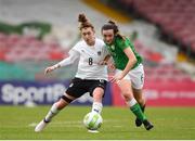 2 April 2018; Chloe Singleton of Republic of Ireland in action against Laura Krumböck of Austria during the UEFA Women's 19 European Championship Elite Round Qualifier match between Republic of Ireland and Austria at Turners Cross in Cork. Photo by Eóin Noonan/Sportsfile