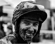 2 April 2018; (EDITORS NOTE: Image has been converted to black & white) Jockey Jack Kennedy following the Fairyhouse Steel Handicap Hurdle on Day 2 of the Fairyhouse Easter Festival at Fairyhouse Racecourse in Meath. Photo by Seb Daly/Sportsfile