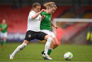 2 April 2018; Saoirse Noonan of Republic of Ireland in action against Laura Wienroither of Austria during the UEFA Women's 19 European Championship Elite Round Qualifier match between Republic of Ireland and Austria at Turners Cross in Cork. Photo by Eóin Noonan/Sportsfile