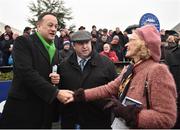 2 April 2018; An Taoiseach Leo Varadkar, T.D., left, meets Maureen Mullins, mother of trainer Willie Mullins, following the Devenish Steeplechase on Day 2 of the Fairyhouse Easter Festival at Fairyhouse Racecourse in Meath. Photo by Seb Daly/Sportsfile