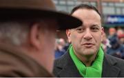 2 April 2018; An Taoiseach Leo Varadkar, T.D., speaks with trainer Willie Mullins following the Devenish Steeplechase on Day 2 of the Fairyhouse Easter Festival at Fairyhouse Racecourse in Meath. Photo by David Fitzgerald/Sportsfile