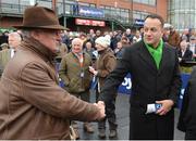 2 April 2018; An Taoiseach Leo Varadkar, T.D., shakes hands with trainer Willie Mullins following the Devenish Steeplechase on Day 2 of the Fairyhouse Easter Festival at Fairyhouse Racecourse in Meath. Photo by David Fitzgerald/Sportsfile