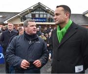 2 April 2018; Trainer Gordon Elliott, left, and An Taoiseach Leo Varadkar, T.D., following the BoyleSports Irish Grand National Steeplechase on Day 2 of the Fairyhouse Easter Festival at Fairyhouse Racecourse in Meath. Photo by Seb Daly/Sportsfile
