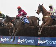 2 April 2018; General Principle, left, with JJ Slevin up, jumps the last during the first circuit, on their way to winning the BoyleSports Irish Grand National Steeplechase on Day 2 of the Fairyhouse Easter Festival at Fairyhouse Racecourse in Meath. Photo by Seb Daly/Sportsfile