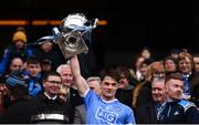 1 April 2018; Eric Lowndes of Dublin lifts the cup following the Allianz Football League Division 1 Final match between Dublin and Galway at Croke Park in Dublin. Photo by Stephen McCarthy/Sportsfile