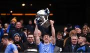 1 April 2018; John Small of Dublin lifts the cup following the Allianz Football League Division 1 Final match between Dublin and Galway at Croke Park in Dublin. Photo by Stephen McCarthy/Sportsfile