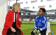 3 April 2018; Littlewoods Ireland ambassador and former Cork Camogie Anna Geary interviews Ciarán Okafor from Crumlin GAA during Day 1 of the The Go Games Provincial days in partnership with Littlewoods Ireland at Croke Park in Dublin. Photo by Sam Barnes/Sportsfile