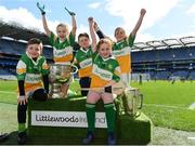 3 April 2018; Players from Crettyard GAA, Co Laois, pictured with the Sam Maguire and Liam MacCarthy Trophies  during Day 1 of the The Go Games Provincial days in partnership with Littlewoods Ireland at Croke Park in Dublin. Photo by Sam Barnes/Sportsfile