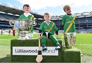 3 April 2018; Players from Carrickshock GAA, Co Kilkenny, pictured with the Sam Maguire and Liam MacCarthy Trophies  during Day 1 of the The Go Games Provincial days in partnership with Littlewoods Ireland at Croke Park in Dublin. Photo by Sam Barnes/Sportsfile