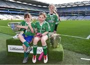 3 April 2018; Players from Clongish GAA, Co Longford, pictured with the Sam Maguire and Liam MacCarthy Trophies during Day 1 of the The Go Games Provincial days in partnership with Littlewoods Ireland at Croke Park in Dublin. Photo by Sam Barnes/Sportsfile