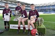 3 April 2018; Players from Delvin GAA, Co Westmeath, pictured with the Sam Maguire and Liam MacCarthy Trophies during Day 1 of the The Go Games Provincial days in partnership with Littlewoods Ireland at Croke Park in Dublin. Photo by Sam Barnes/Sportsfile