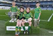 3 April 2018; Players from Dunnamaggin GAA, Co Kilkenny, pictured with the Sam Maguire and Liam MacCarthy Trophies during Day 1 of the The Go Games Provincial days in partnership with Littlewoods Ireland at Croke Park in Dublin. Photo by Sam Barnes/Sportsfile