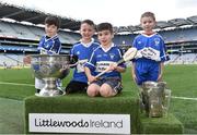 3 April 2018; Players from Raharney GAA, Co Westmeath, pictured with the Sam Maguire and Liam MacCarthy Trophies during Day 1 of the The Go Games Provincial days in partnership with Littlewoods Ireland at Croke Park in Dublin. Photo by Sam Barnes/Sportsfile