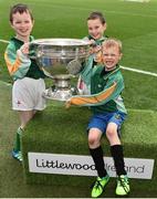 3 April 2018; Players from Naomh Fionnbarra GAA, CO Louth, pictured with the Sam Maguire Cup during Day 1 of the The Go Games Provincial days in partnership with Littlewoods Ireland at Croke Park in Dublin. Photo by Sam Barnes/Sportsfile