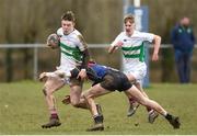 4 April 2018; Jack Hanlon of South East is tackled by Scott Milne of Midlands during the Shane Horgan Cup 5th Round match between South East and Midlands at Tullow RFC in Tullow, Co Carlow. Photo by Matt Browne/Sportsfile