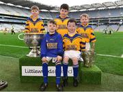 3 April 2018; Players from Carrick Sarsfields GAA, Co Longford, pictured with the Sam Maguire and Liam MacCarthy Trophies during Day 1 of the The Go Games Provincial days in partnership with Littlewoods Ireland at Croke Park in Dublin. Photo by Sam Barnes/Sportsfile