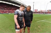 31 March 2018; Chris Ashton of RC Toulon, left, and Simon Zebo of Munster after the European Rugby Champions Cup quarter-final match between Munster and Toulon at Thomond Park in Limerick. Photo by Brendan Moran/Sportsfile