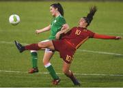5 April 2018; Alex Kavanagh of Republic of Ireland is tackled by Paula Fernández of Spain during the UEFA Women's U19 European Championship Elite Round Qualifier match between Spain and Republic of Ireland at Turners Cross in Cork. Photo by Eóin Noonan/Sportsfile