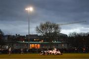 5 April 2018; UCD and Trinity packs engage in a scrum during the Annual Rugby Colours Match 2018 match between UCD and Trinity at College Park in Trinity College, Dublin. Photo by Stephen McCarthy/Sportsfile
