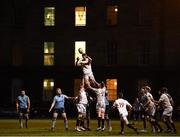 5 April 2018; Jack Burke of Trinity takes possession during the Annual Rugby Colours Match 2018 match between UCD and Trinity at College Park in Trinity College, Dublin. Photo by Stephen McCarthy/Sportsfile
