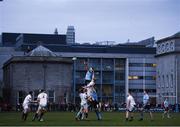 5 April 2018; Brian Cawley of UCD takes possession in a lineout during the Annual Rugby Colours Match 2018 match between UCD and Trinity at College Park in Trinity College, Dublin. Photo by Stephen McCarthy/Sportsfile