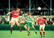 30 March 1994; Brian Flood, left, of Shelbourne FC during the Bord Gáis National League match between Shamrock Rovers and Shelbourne FC at the RDS in Dublin. Photo by Sportsfile.
