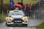 6 April 2018; Sam Moffett and Karl Atkinson, in a Ford Fiesta R5, during Day One of the 2018 UAC Easter Stages rally, round two of the Irish Tarmac rally championship, at Special Stage 1, Lady Hill/Ballyclare, in Co. Antrim. Photo by Philip Fitzpatrick/Sportsfile