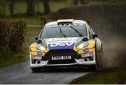 6 April 2018; Sam Moffett and Karl Atkinson, in a Ford Fiesta R5, during Day One of the 2018 UAC Easter Stages rally, round two of the Irish Tarmac rally championship, at Special Stage 1, Lady Hill/Ballyclare, in Co. Antrim. Photo by Philip Fitzpatrick/Sportsfile