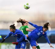6 April 2018; Leanne Kiernan of Republic of Ireland in action against Diana Bartovicová, left, and Lucia Šušková of Slovakia during the 2019 FIFA Women's World Cup Qualifier match between Republic of Ireland and Slovakia at Tallaght Stadium in Tallaght, Dublin. Photo by Stephen McCarthy/Sportsfile