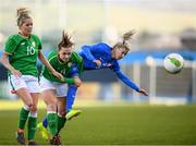 6 April 2018; Patrícia Hmírová of Slovakia in action against Katie McCabe and Denise O'Sullivan, 10, of Republic of Ireland during the 2019 FIFA Women's World Cup Qualifier match between Republic of Ireland and Slovakia at Tallaght Stadium in Tallaght, Dublin. Photo by Stephen McCarthy/Sportsfile