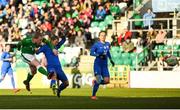 6 April 2018; Amber Barrett of Republic of Ireland shoots to score her side's second during the 2019 FIFA Women's World Cup Qualifier match between Republic of Ireland and Slovakia at Tallaght Stadium in Tallaght, Dublin. Photo by Stephen McCarthy/Sportsfile