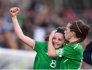 6 April 2018; Leanne Kiernan is congratulated by her Republic of Ireland team-mate Katie McCabe, right, after scoring their first goal during the 2019 FIFA Women's World Cup Qualifier match between Republic of Ireland and Slovakia at Tallaght Stadium in Tallaght, Dublin. Photo by Stephen McCarthy/Sportsfile