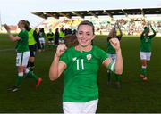 6 April 2018; Republic of Ireland captain Katie McCabe celebrates following the 2019 FIFA Women's World Cup Qualifier match between Republic of Ireland and Slovakia at Tallaght Stadium in Tallaght, Dublin. Photo by Stephen McCarthy/Sportsfile