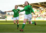 6 April 2018; Amber Barrett of Republic of Ireland celebrates after scoring her side's winning goal, with team-mate Katie McCabe, left, during the 2019 FIFA Women's World Cup Qualifier match between Republic of Ireland and Slovakia at Tallaght Stadium in Tallaght, Dublin. Photo by Stephen McCarthy/Sportsfile