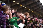6 April 2018; Diane Caldwell of Republic of Ireland with supporters following the 2019 FIFA Women's World Cup Qualifier match between Republic of Ireland and Slovakia at Tallaght Stadium in Tallaght, Dublin. Photo by Stephen McCarthy/Sportsfile