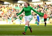 6 April 2018; Amber Barrett of Republic of Ireland celebrates after scoring her side's winning goal during the 2019 FIFA Women's World Cup Qualifier match between Republic of Ireland and Slovakia at Tallaght Stadium in Tallaght, Dublin. Photo by Stephen McCarthy/Sportsfile