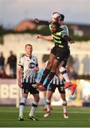 6 April 2018; Dan Carr of Shamrock Rovers in action against Stephen Folan of Dundalk during the SSE Airtricity League Premier Division match between Dundalk and Shamrock Rovers at Oriel Park in Dundalk, Louth. Photo by Seb Daly/Sportsfile