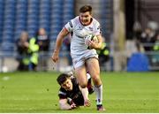 6 April 2018; Jacob Stockdale of Ulster evades the tackle of Blair Kinghorn of Edinburgh during the Guinness PRO14 Round 19 match between Edinburgh and Ulster at BT Murrayfield in Edinburgh, Scotland. Photo by Paul Devlin/Sportsfile