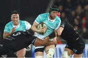 6 April 2018; Eoin McKeon of Connacht is tackled by Ma'afu Fia, left, and Sam Cross of Ospreys during the Guinness PRO14 Round 19 match between Ospreys and Connacht at the Liberty Stadium in Swansea, Wales. Photo by Ben Evans/Sportsfile