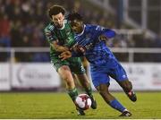 6 April 2018; Stanley Aborah of Waterford FC in action against Barry McNamee of Cork City during the SSE Airtricity League Premier Division match between Waterford FC and Cork City at the RSC in Waterford. Photo by Matt Browne/Sportsfile